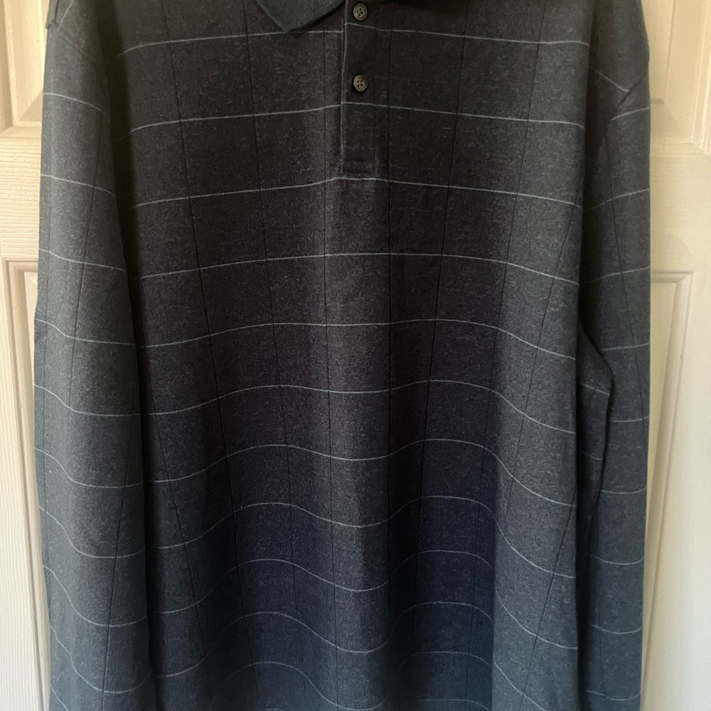 Van Heusen Dark Gray Checkered Polo Shirt